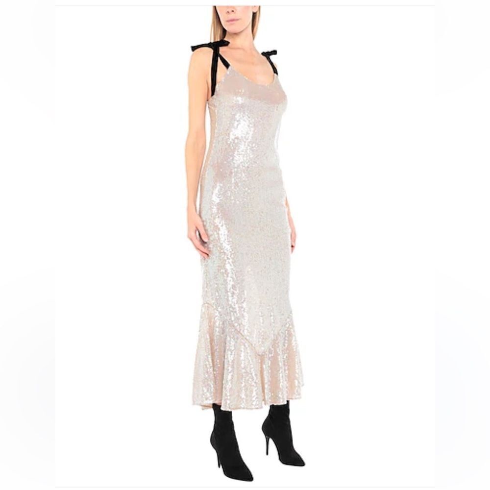 The Attico Sequin Bow Straps Slip Dress